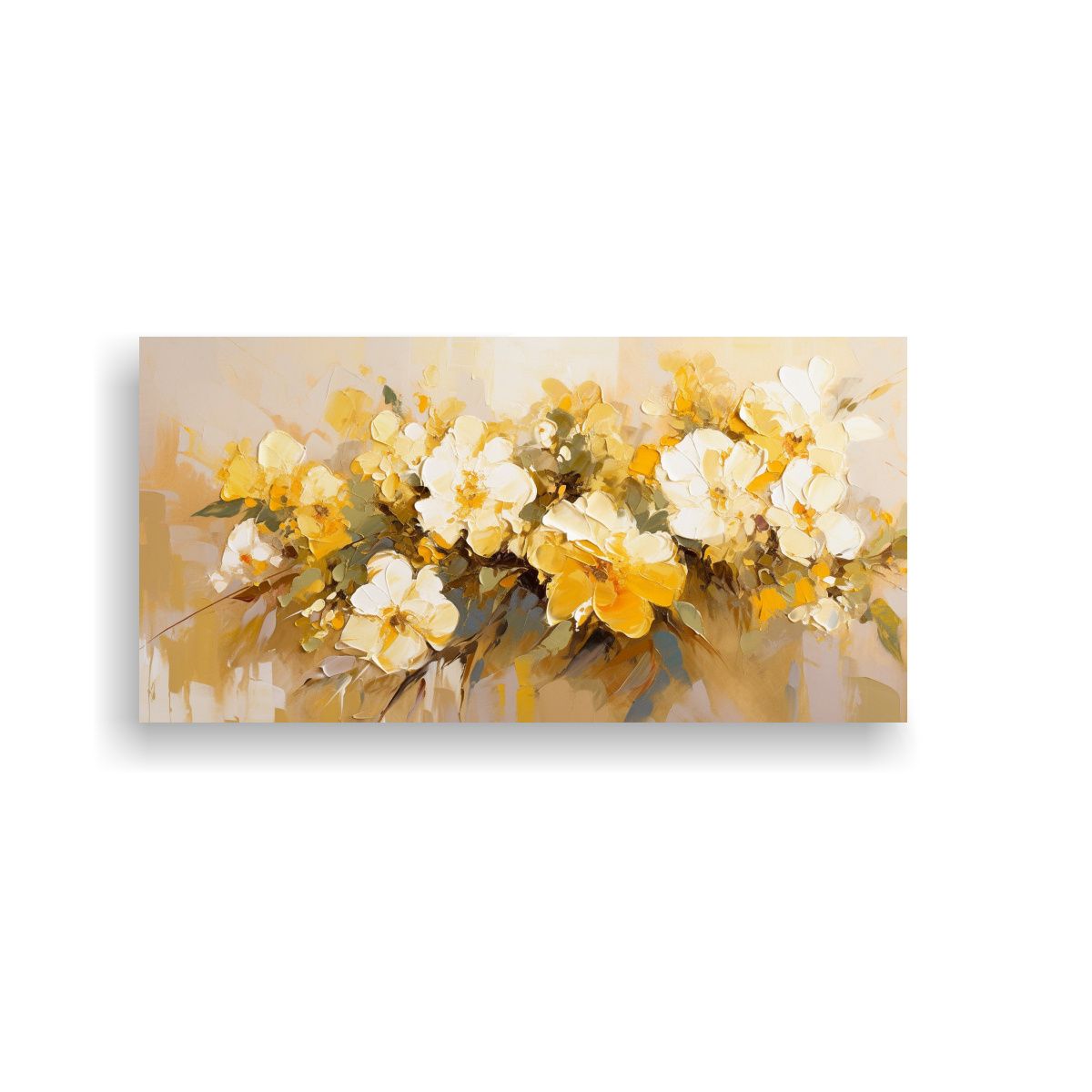 GENERICO - Pintura En Lienzo Equilibrio Amarillo Y Oro Con 140x70 Cm