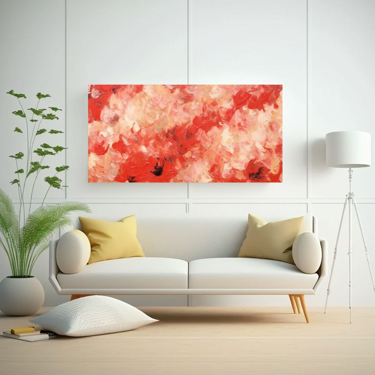 GENERICO - Pintura Al Estilo óleo Impresionista Roja Y 120x60 Cm