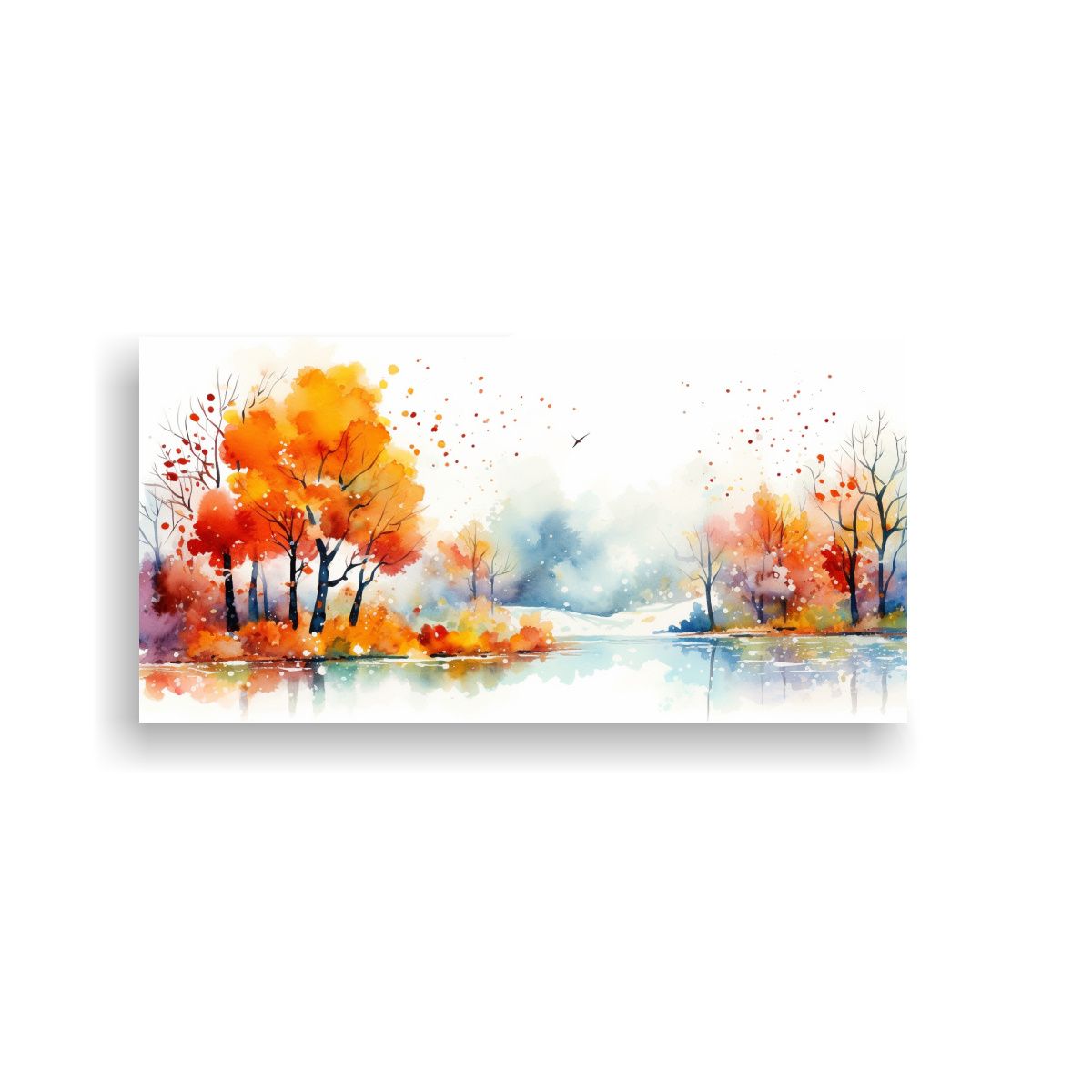 GENERICO - Paisaje Otoñal Moderno Con Acuarelas Colores Neo 140x70 Cm.