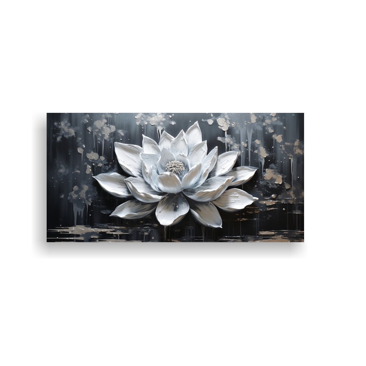 GENERICO - Cuadro Tema Intenso Pintura De Loto Negro Sobre 140x70 Cm