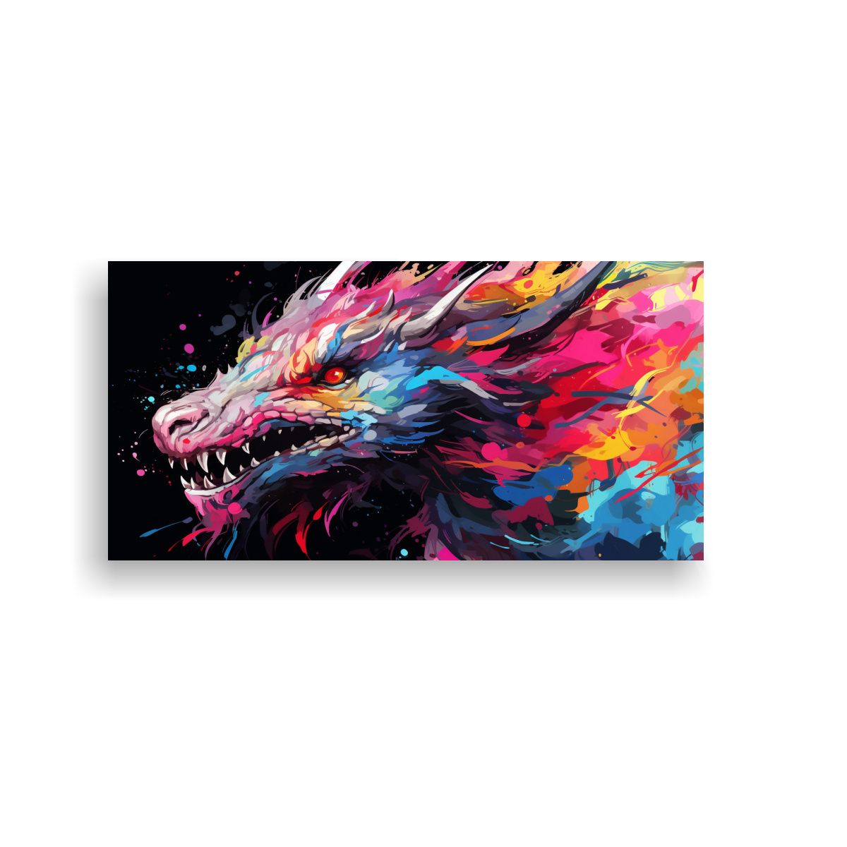 GENERICO - Dragón En Colores Arcoíris Y Pasteles Arte 140x70 Cm