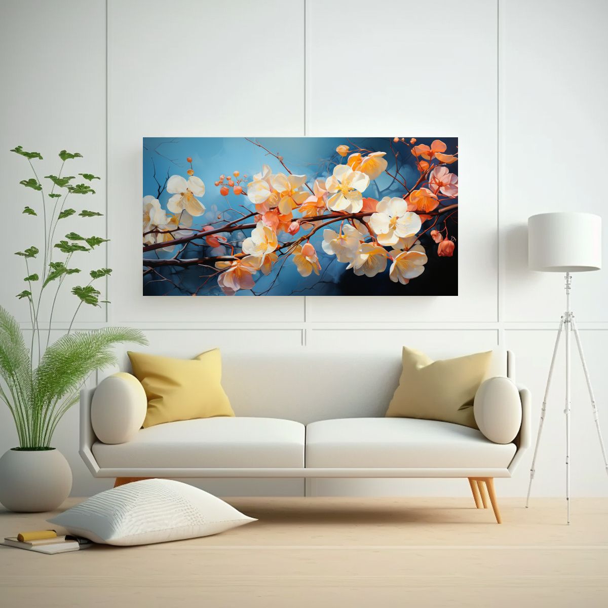 GENERICO - Pintura Abstracta Detallada De Flores De Tilo En 140x70 Cm