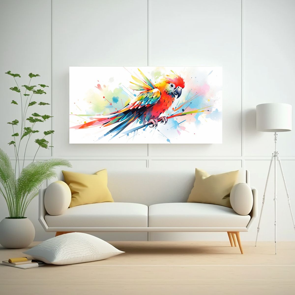 GENERICO - Lienzo Moderno De Un Loro En Colores Vibrantes Y 120x60 Cm