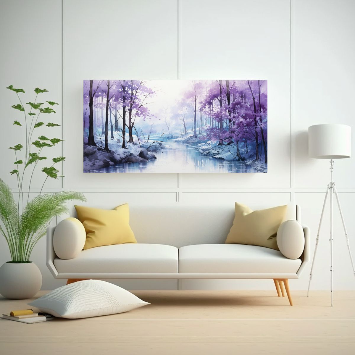 GENERICO - Cuadro Paisaje Bosque En Lienzo De Tela Colores 140x70 Cm