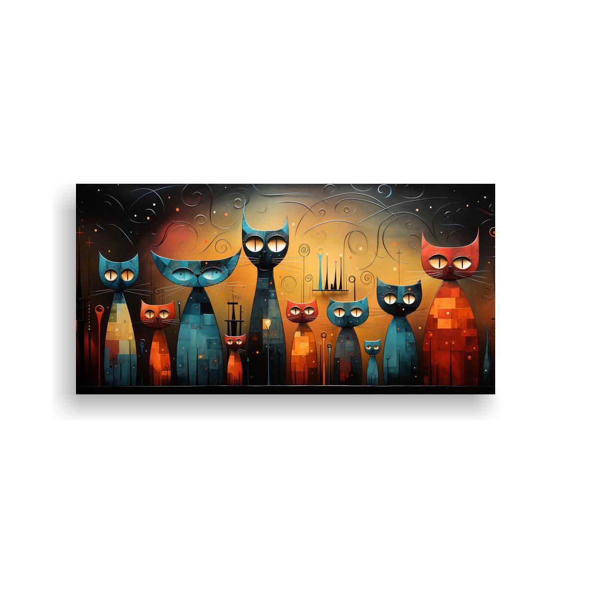 GENERICO - Pinturas Decorativas De Mundo Felino Con Estilo 140x70 Cm.