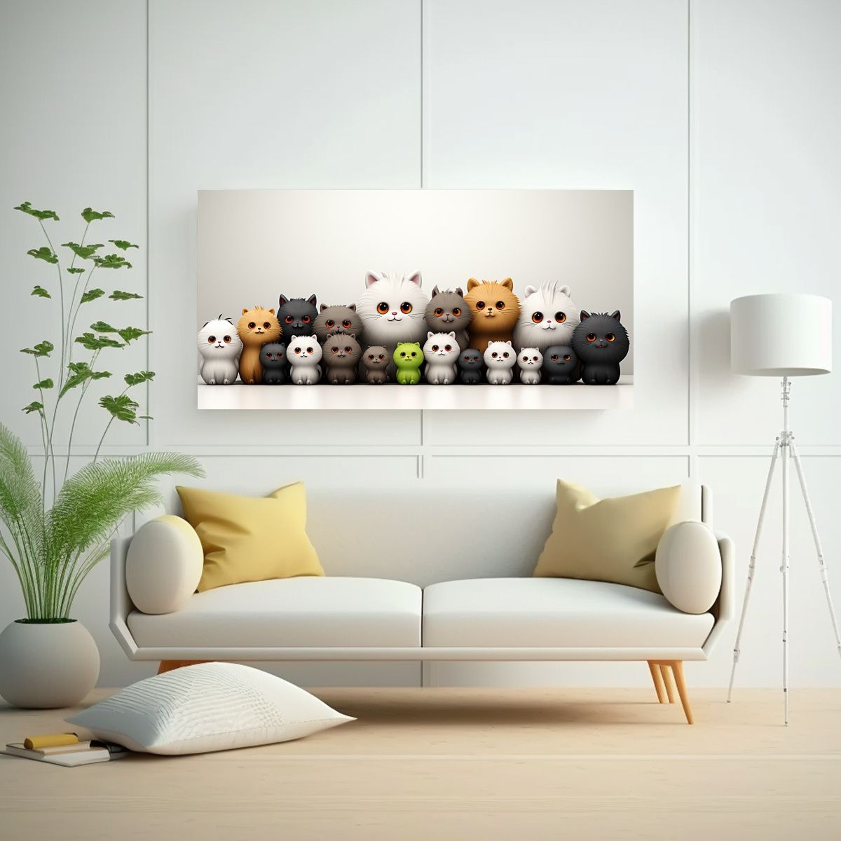 GENERICO - Cuadro Inspirador Poder Gatos Y Niños Línea 120x60 Cm