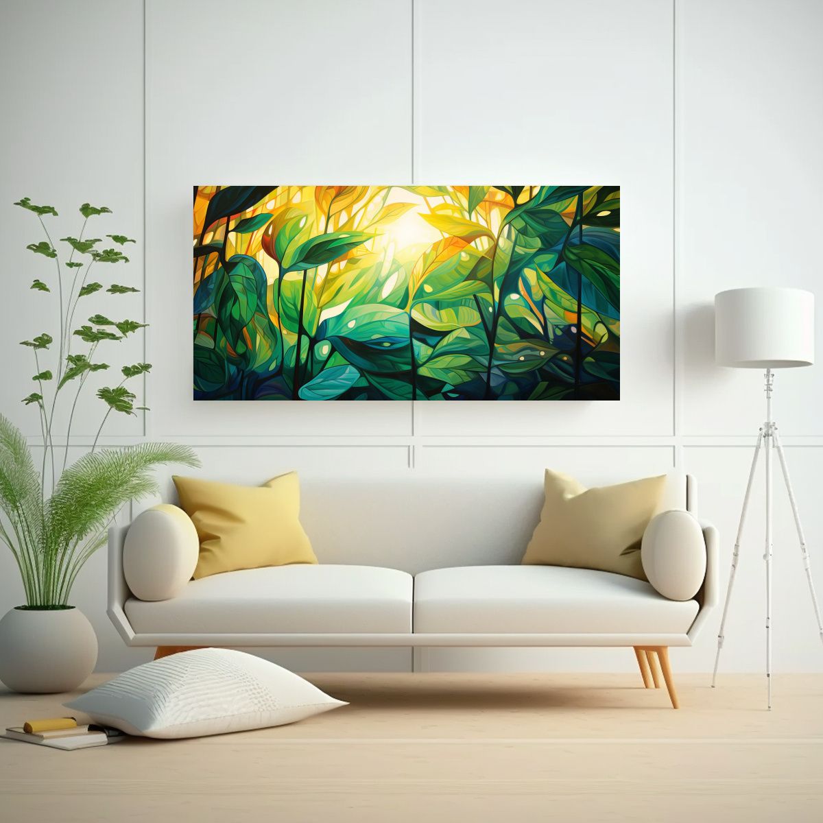 GENERICO - Cuadro Abstracto De Bosque Lluvioso Con Lienzo 120x60 Cm