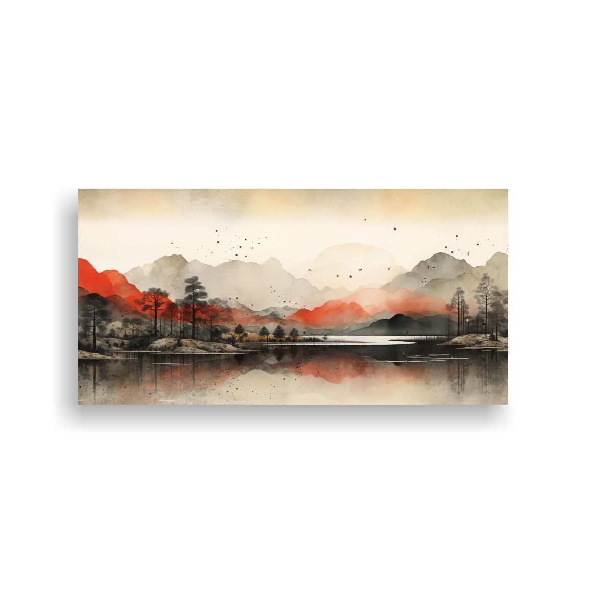 GENERICO - Cuadro Abstracto De Montañas Reflejadas En Un 120x60 Cm