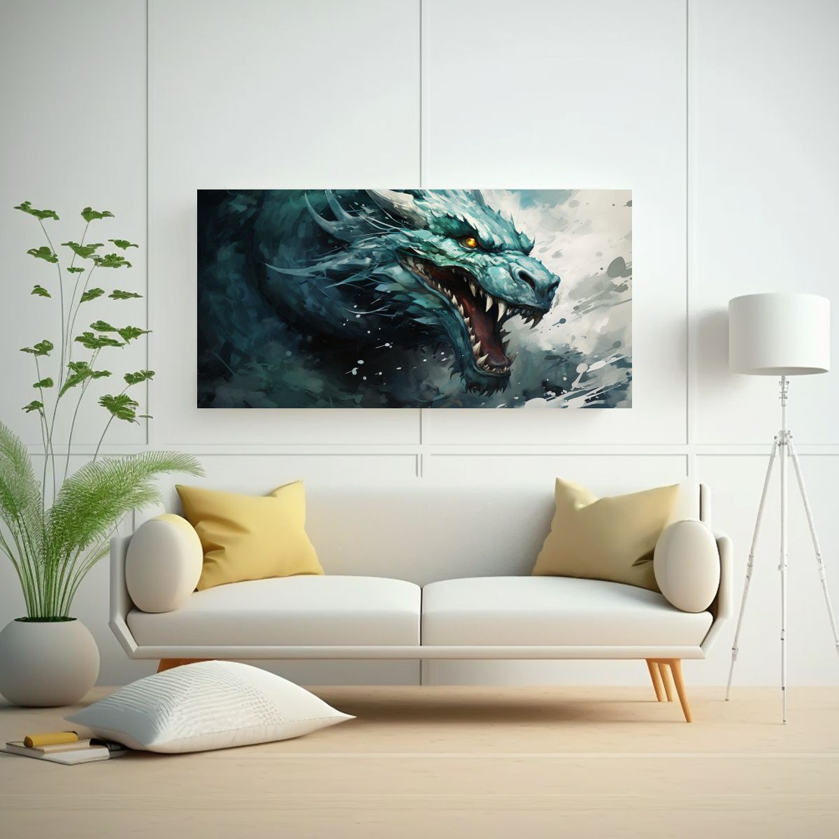 GENERICO - Cuadro Lienzo Colores Belleza Natural Dragón 140x70 Cm.