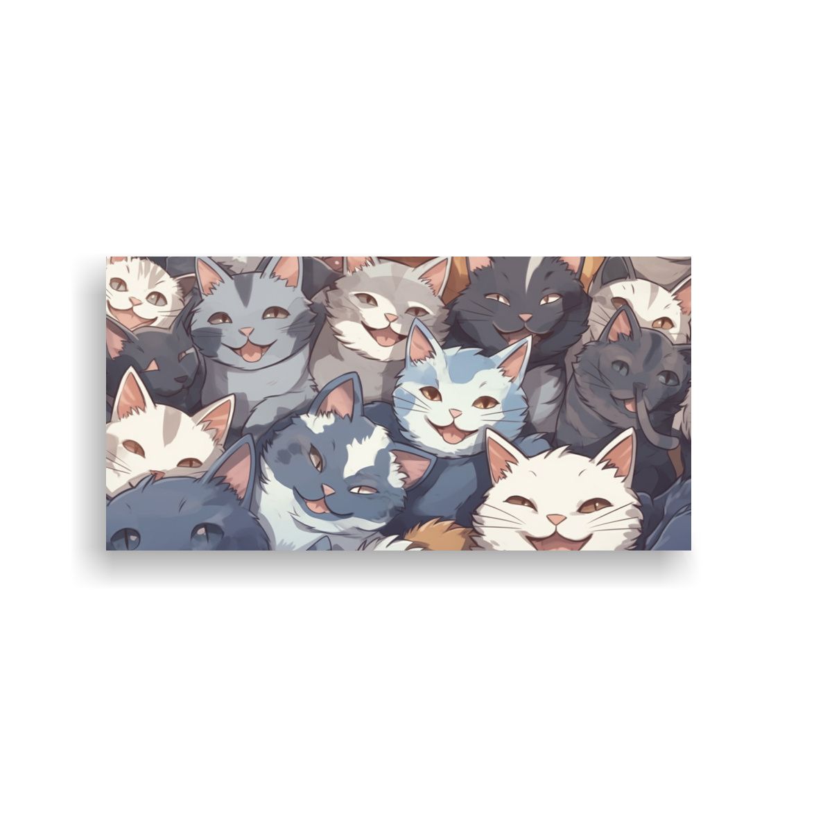 GENERICO - Cuadro De Arte Gráfico Muchos Gatos Sonríen En 120x60 Cm.