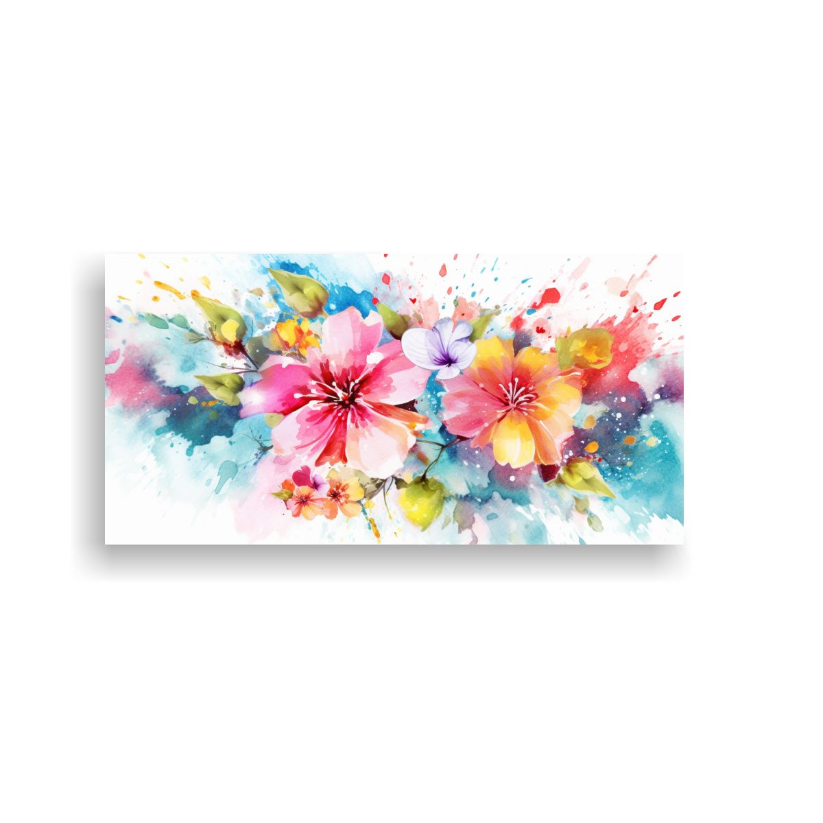 GENERICO - Cuadro Abstracto Verano Acuarela Colores Intensos 120x60 Cm