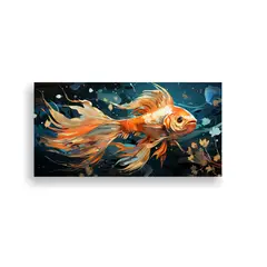 GENERICO - Cuadro Vanguardia Betta Fish En Colores Ámbar Y 120x60 Cm
