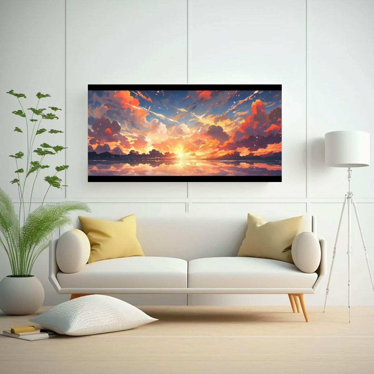 GENERICO - Cuadros Modernos Reflejo Amanecer Y Atardecer Con 140x70 Cm.