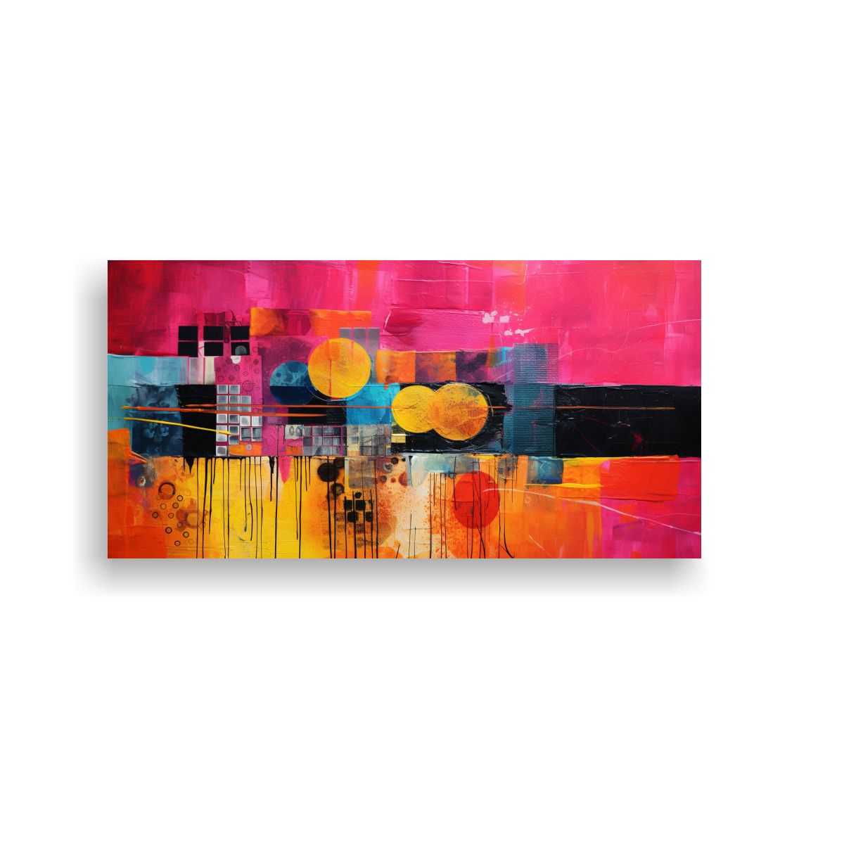 GENERICO - Cuadro Decorativo Abstracto Collage De Texturas Y 120x60 Cm.
