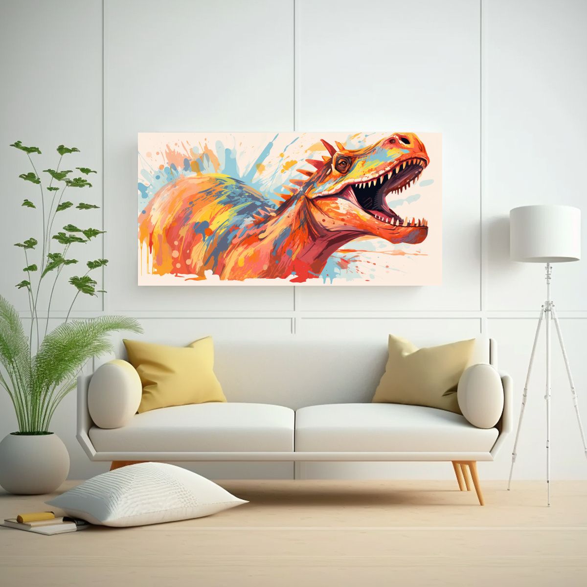 GENERICO - Cuadro Minimalista De Spinosaurus En Colores 140x70 Cm
