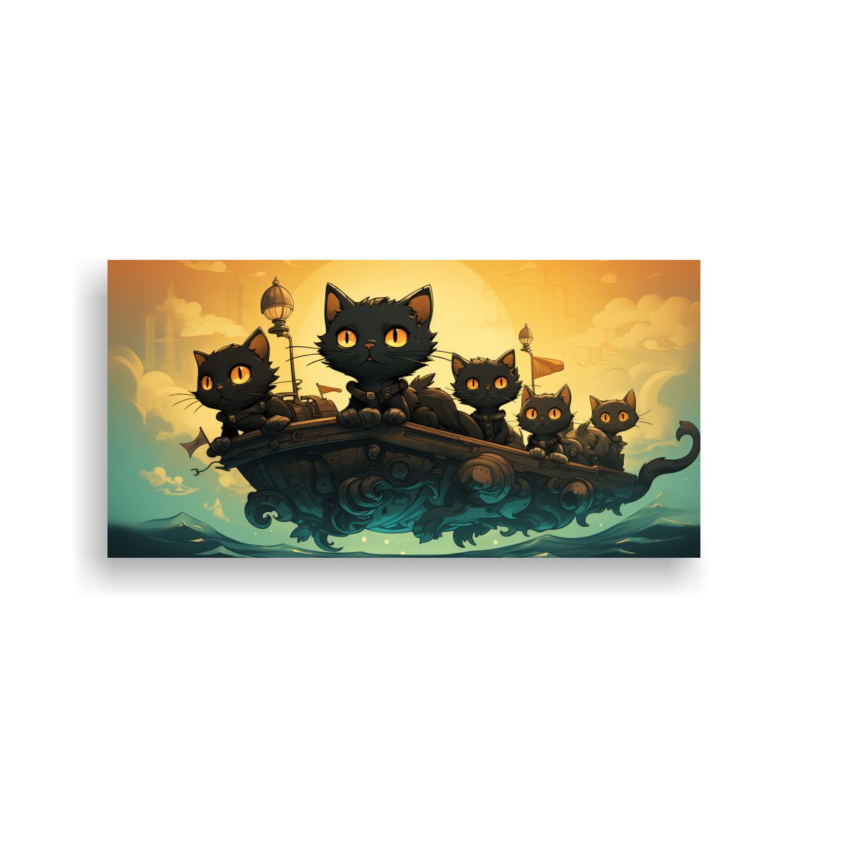 GENERICO - Pinturas De Decoración De Gatos Negros Perched 120x60 Cm
