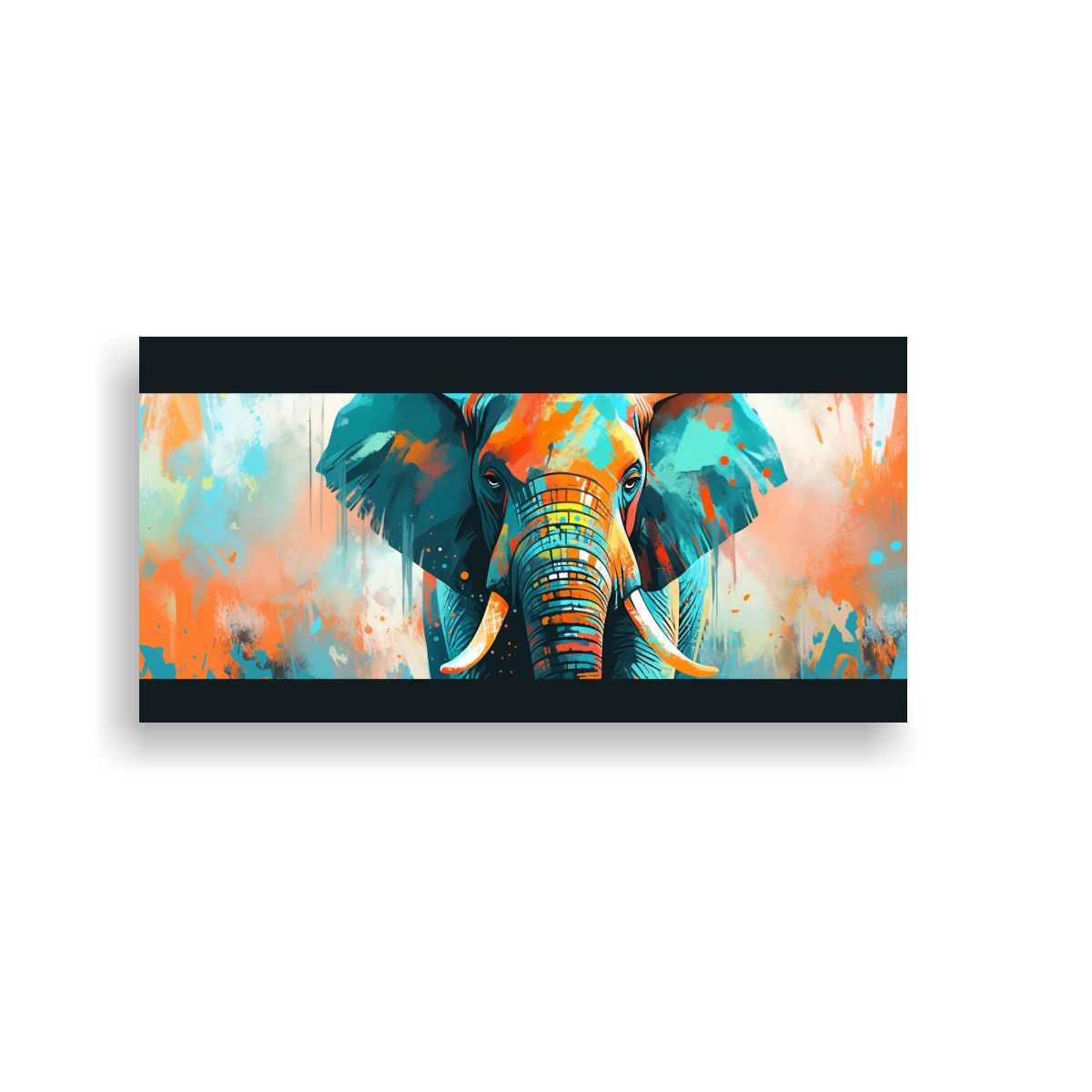 GENERICO - Lienzo Moderno Elefante En Colores Turquesa Y 120x60 Cm
