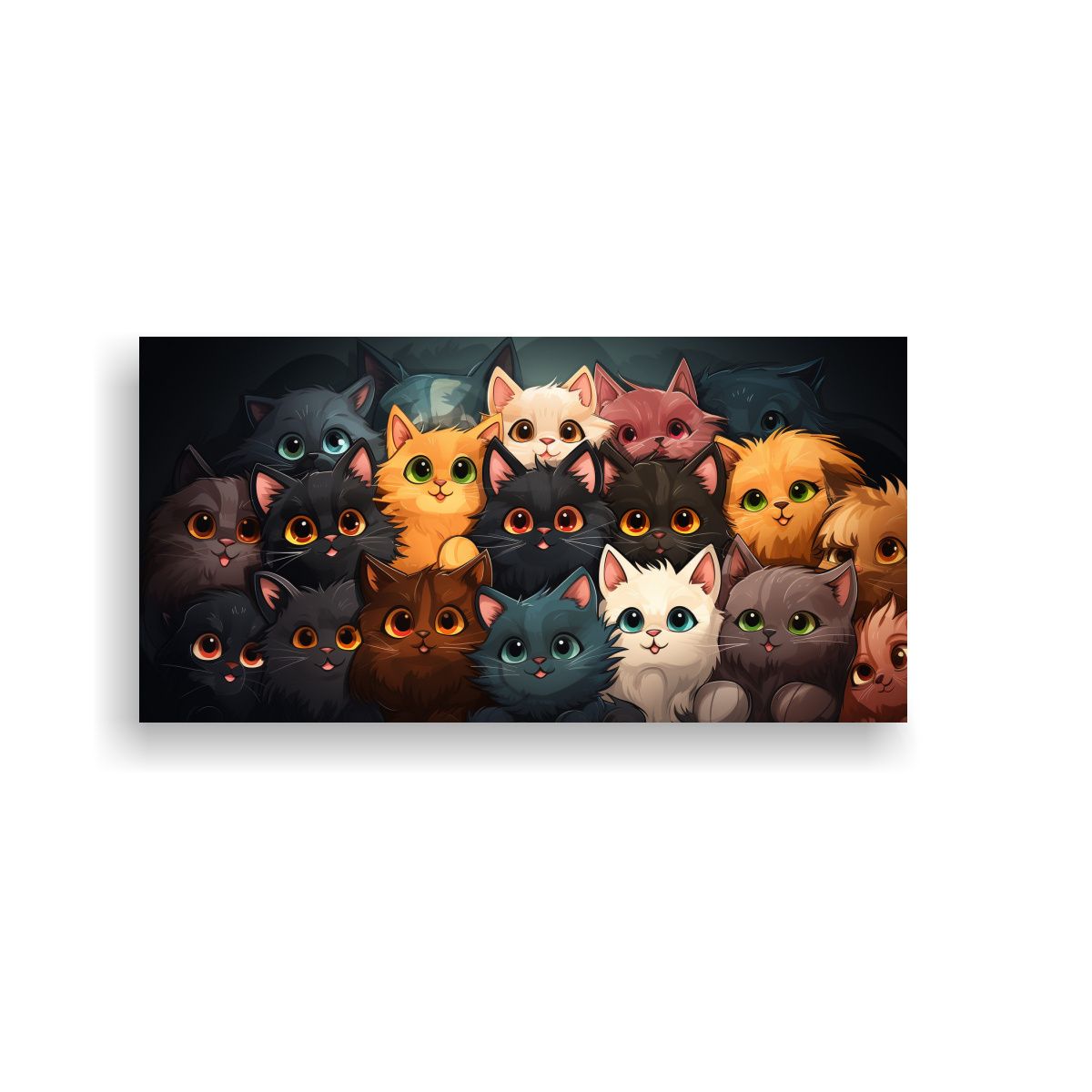 GENERICO - Cuadro Conceptual Gatos Felices Y Locos En Sala 140x70 Cm.