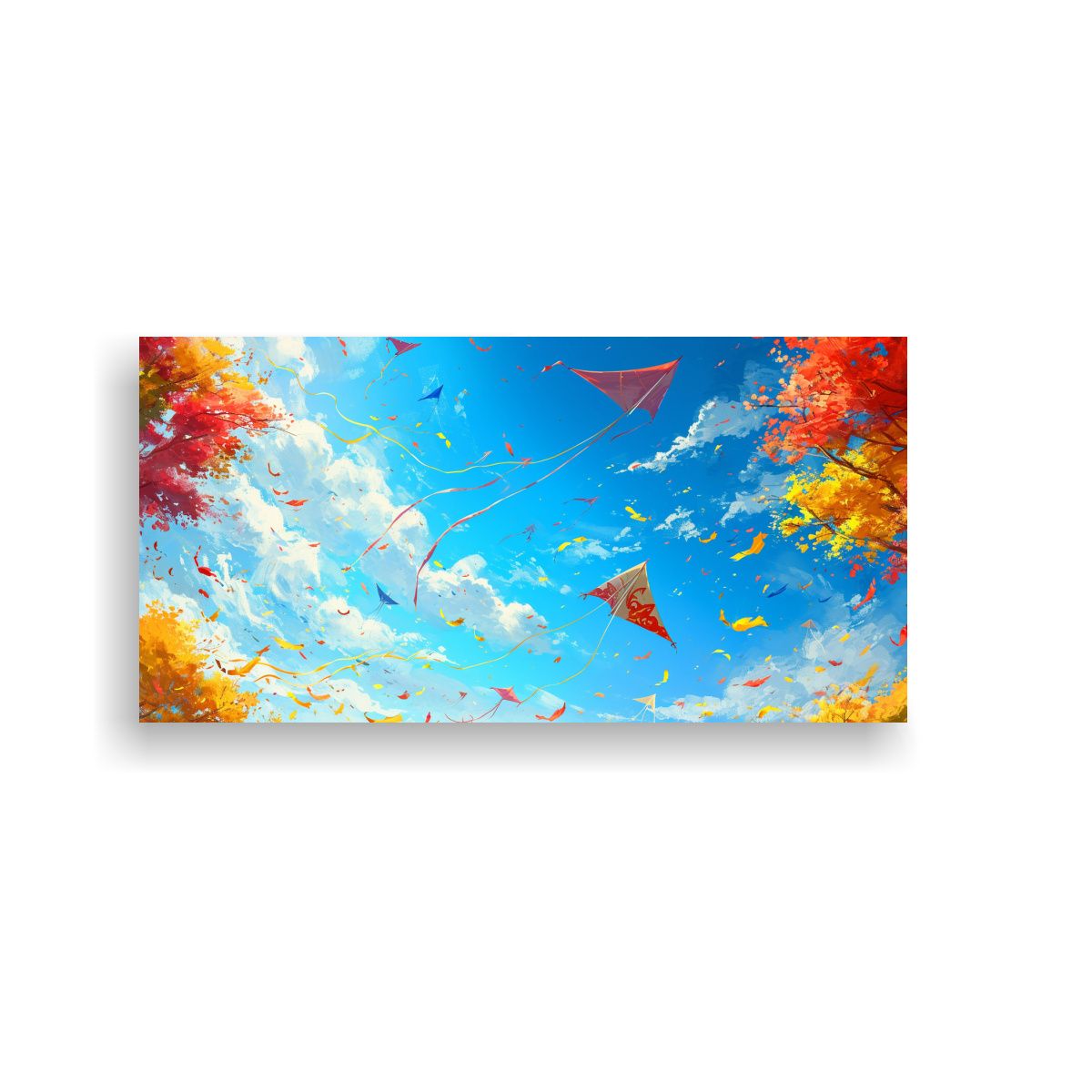 GENERICO - Pintura De Cometas Volando Alto En El Cielo De 120x60 Cm.