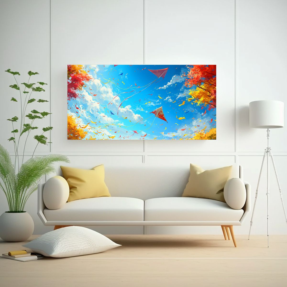 GENERICO - Pintura De Cometas Volando Alto En El Cielo De 120x60 Cm.