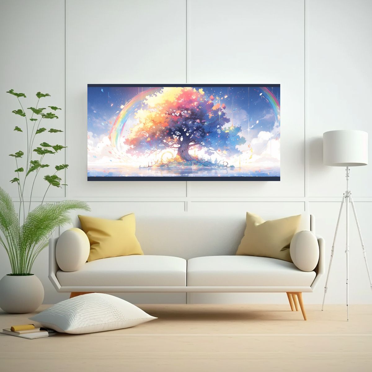 GENERICO - Pintura Naturaleza Viva Con árbol De Manzana En 140x70 Cm