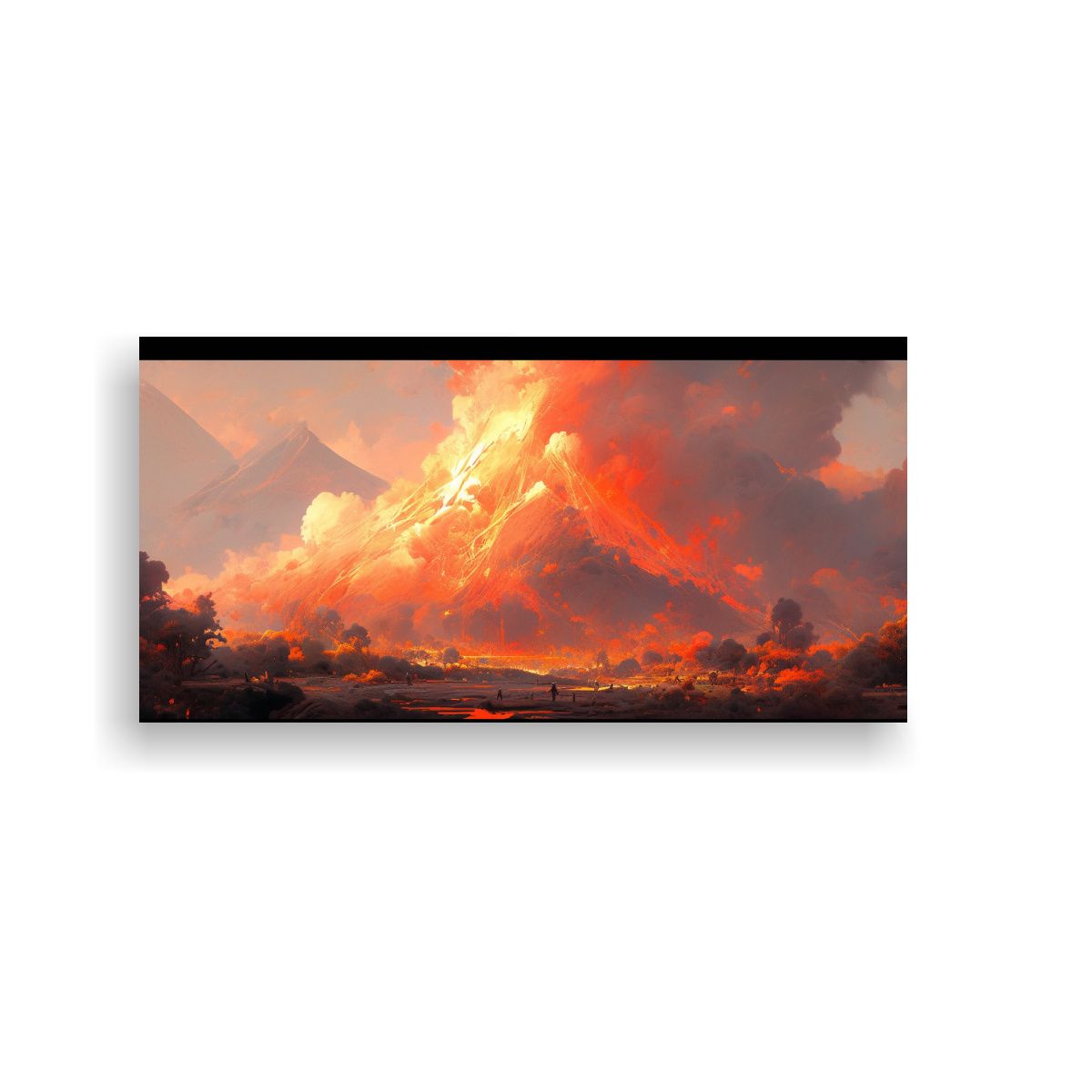 GENERICO - Pintura Abstracta De Volcán Con Colores Naranja 120x60 Cm