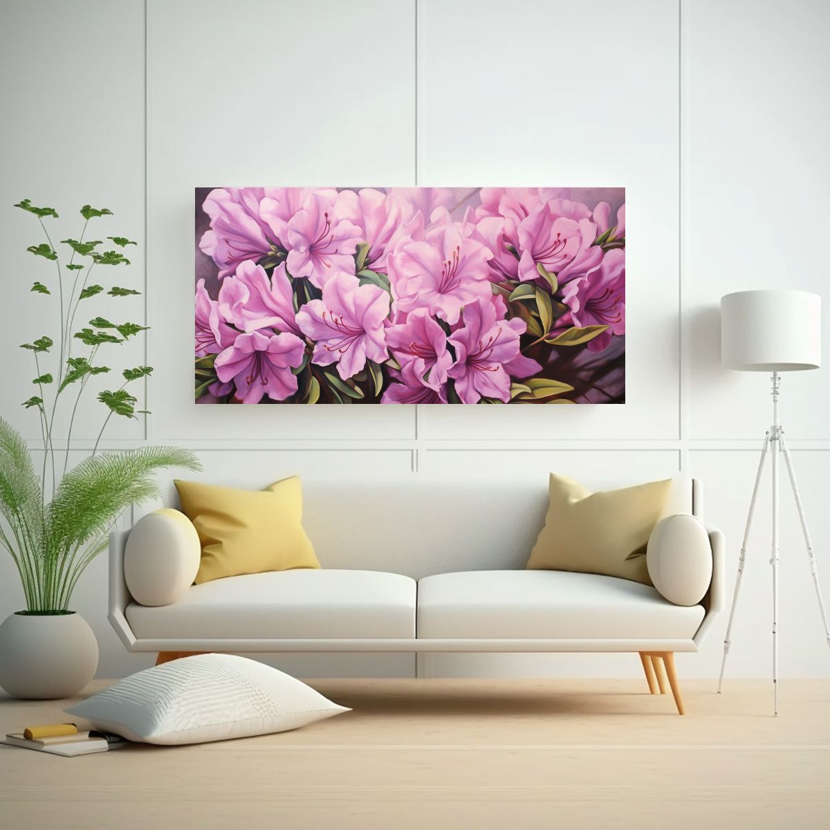 GENERICO - Pintura Abstracta Detallada De Rododendros En 120x60 Cm