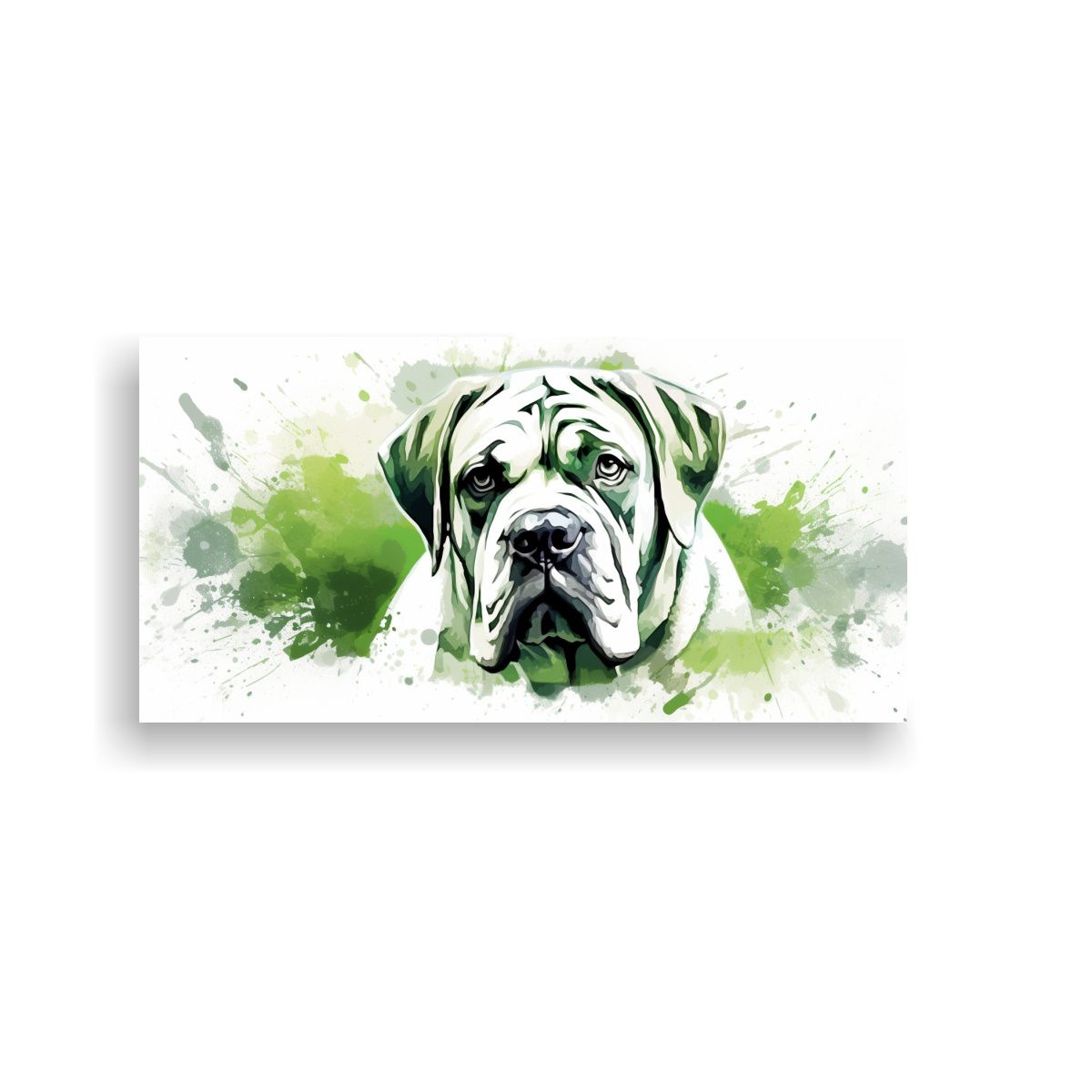 GENERICO - Cuadro Neo Pop Art Mastín En Verde Y Blanco Para 120x60 Cm