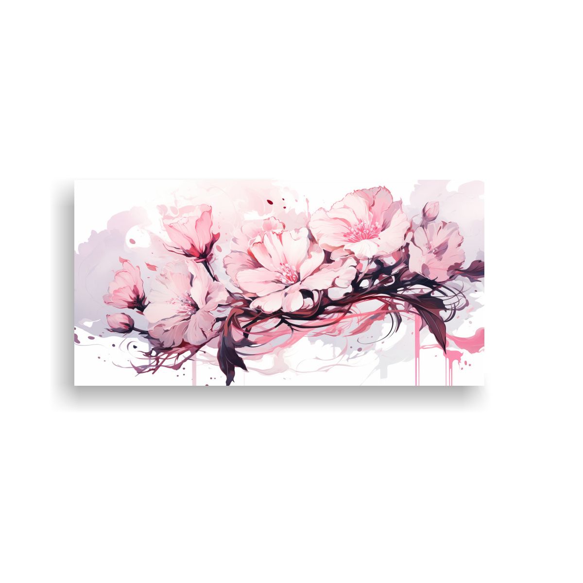 GENERICO - Cuadro Forma Único Blanco Y Rosa Atmosfera 120x60 Cm