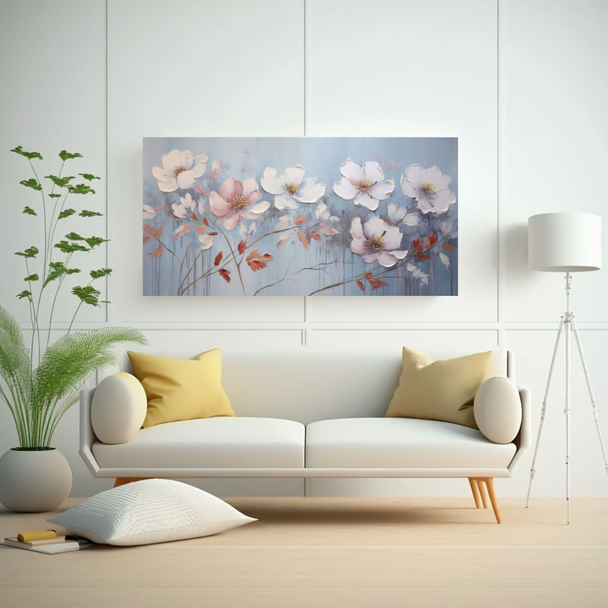 GENERICO - Pintura De Flores En Lienzo Estilo Arte De Pared 140x70 Cm