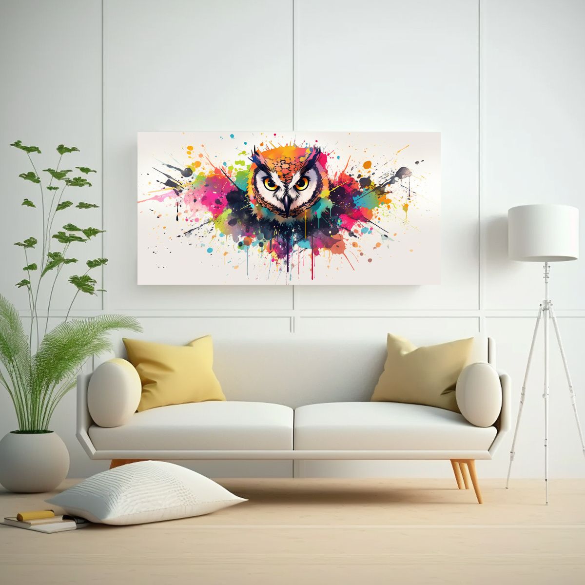 GENERICO - Cuadro Estilo Galería De Búho En Colores 120x60 Cm