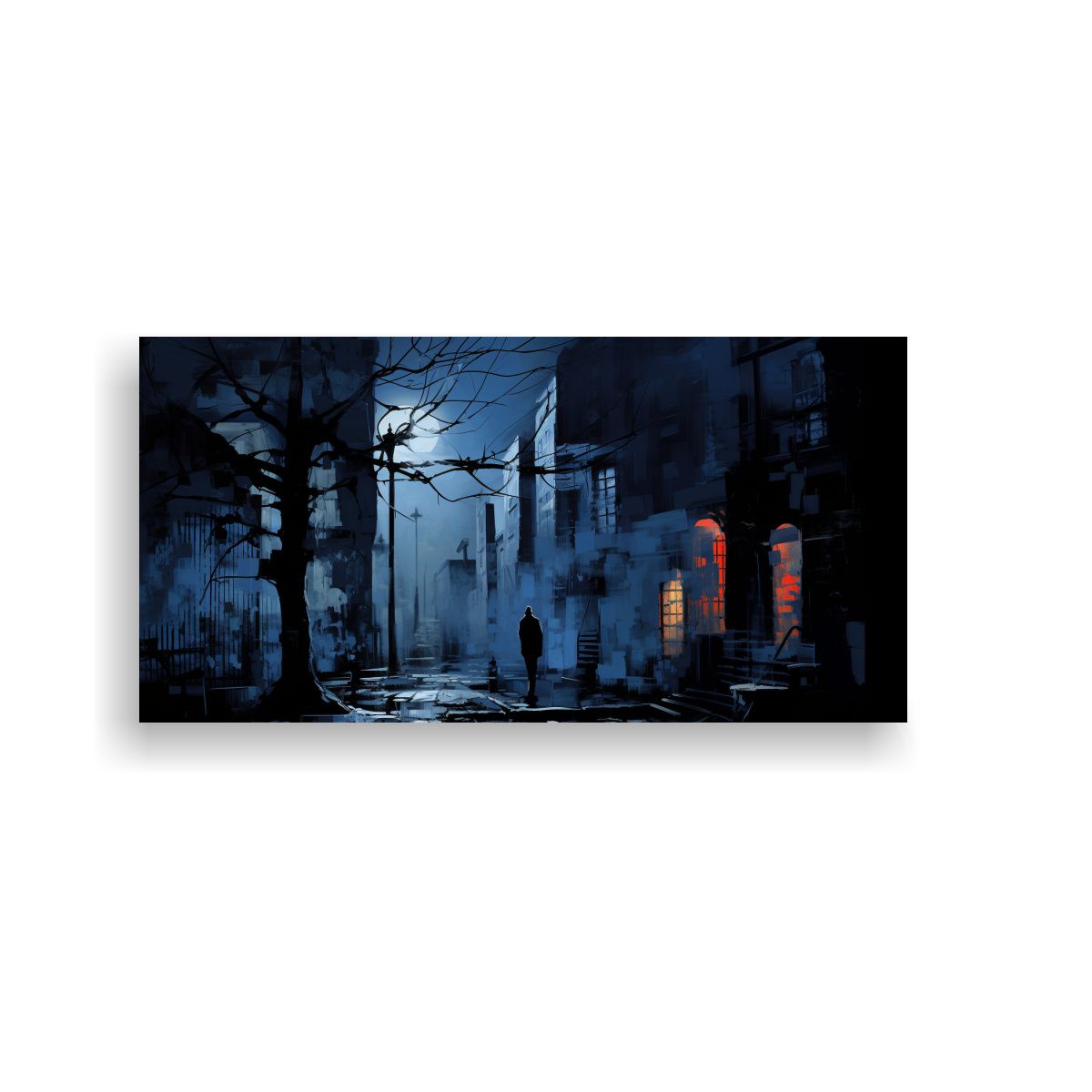 GENERICO - Cuadro Urbano Nocturno En Alta Calidad Alegría 140x70 Cm.