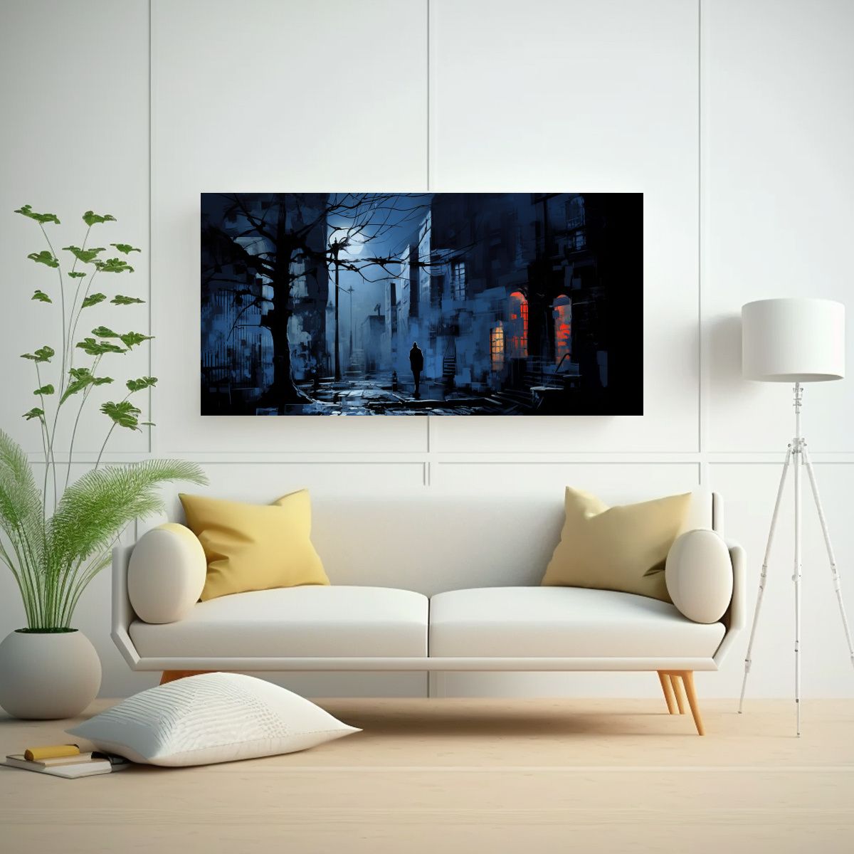 GENERICO - Cuadro Urbano Nocturno En Alta Calidad Alegría 140x70 Cm.