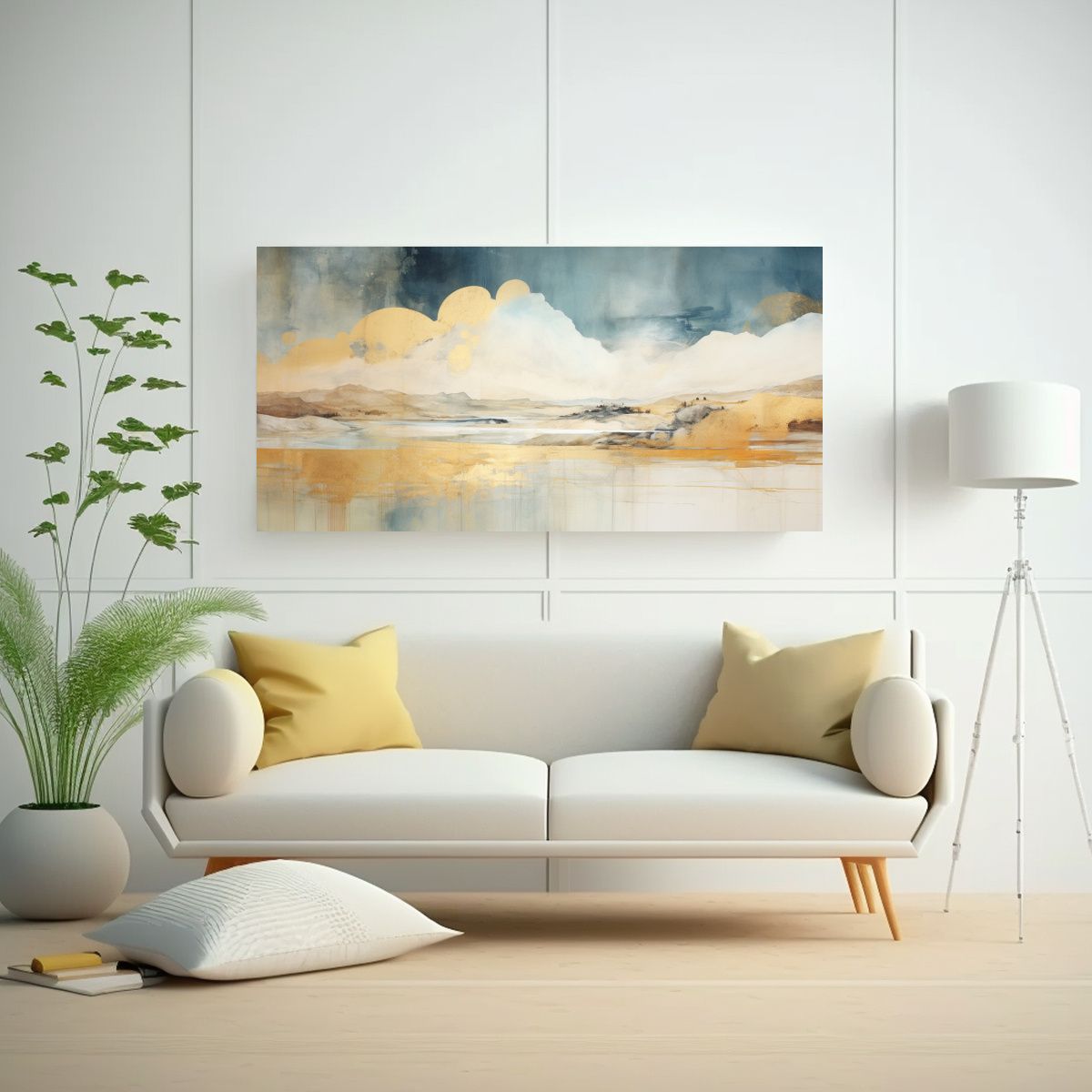 GENERICO - Pintura De Pared Abstracta Equilibrio Blanco 120x60 Cm.