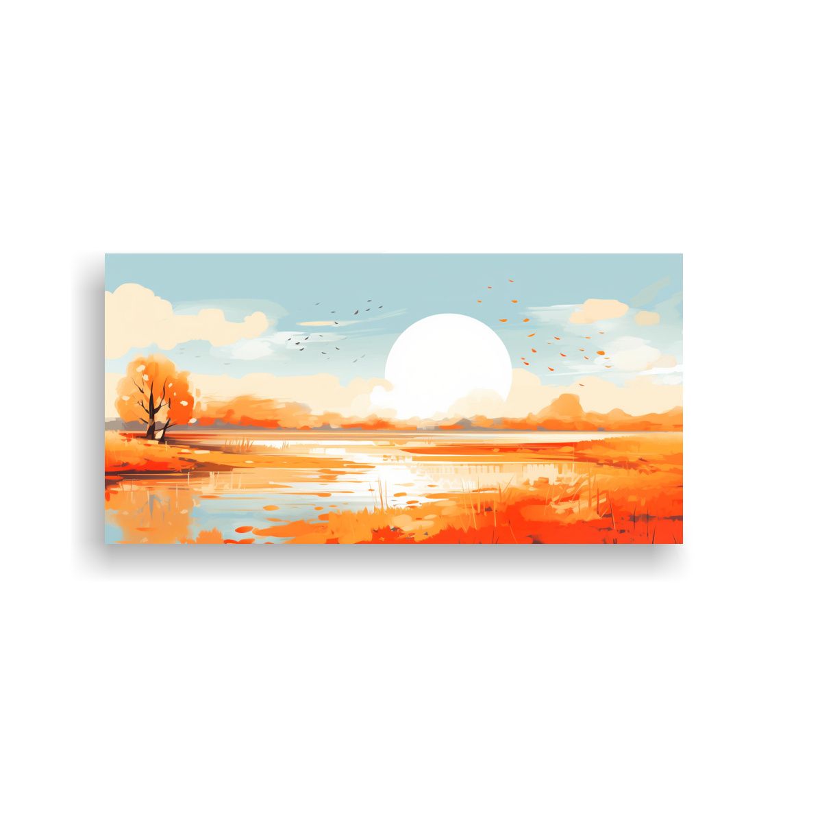 GENERICO - Paisaje Otoñal Con Colores Naranjas En Arte Pop 120x60 Cm