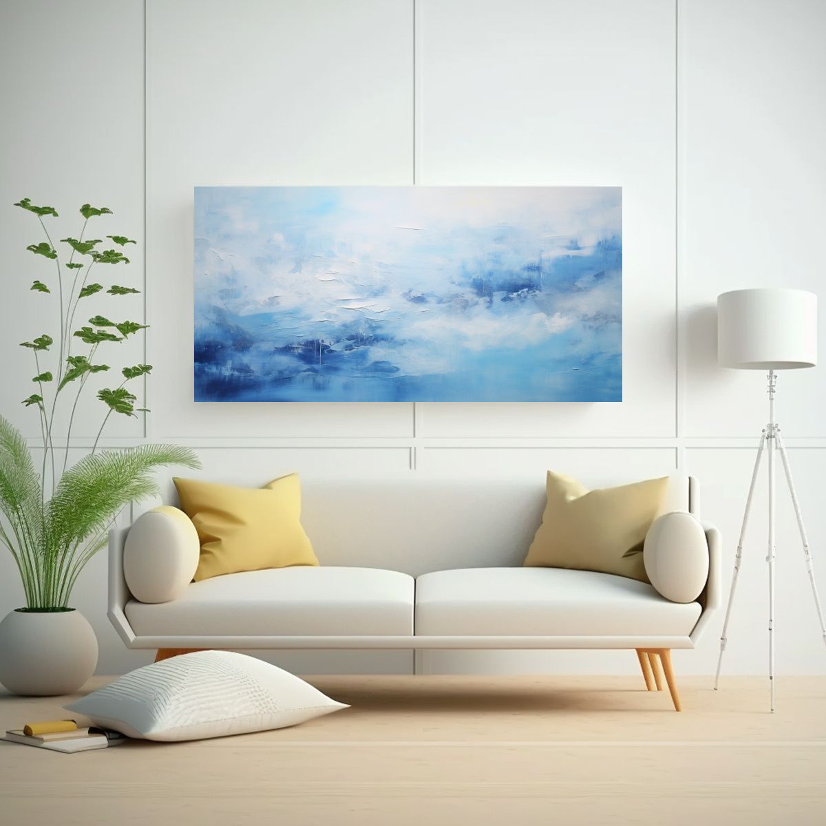 GENERICO - Pintura Abstracta Paisaje Azules Colores Sobre 120x60 Cm