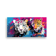 GENERICO - Pinturas Decorativas De Leopardos Simétricos En 140x70 Cm.