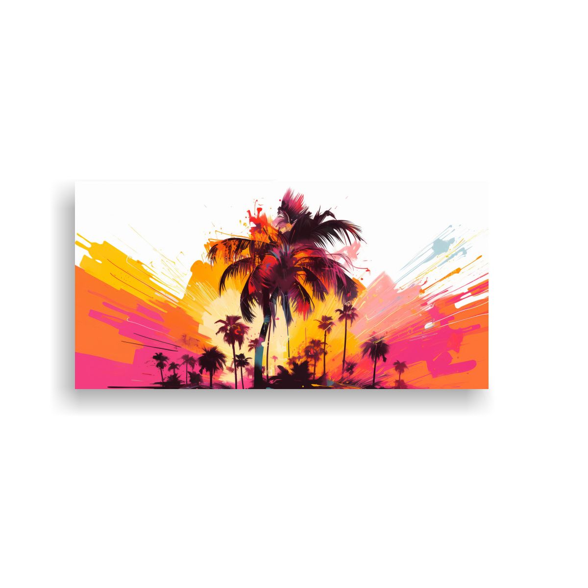 GENERICO - Cuadro De Diseño Vida Palmera En Tonos Naranja 120x60 Cm