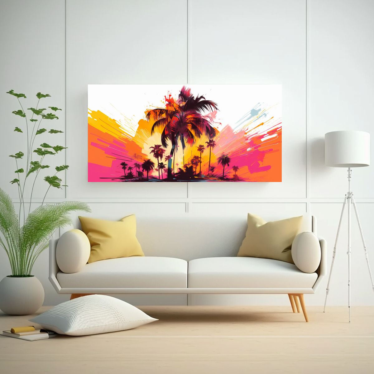 GENERICO - Cuadro De Diseño Vida Palmera En Tonos Naranja 120x60 Cm