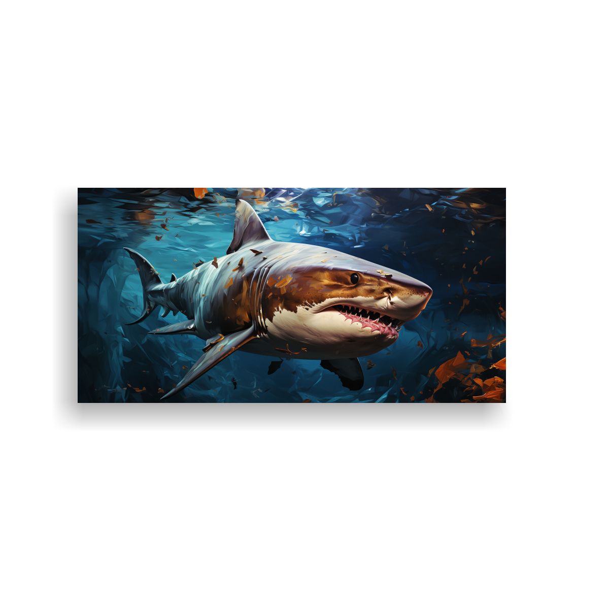 GENERICO - Pintura Al Estilo óleo De Tiburón Azul En 120x60 Cm