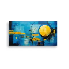 GENERICO - Cuadros Abstractos Azul Y Amarillo Galería De 140x70 Cm