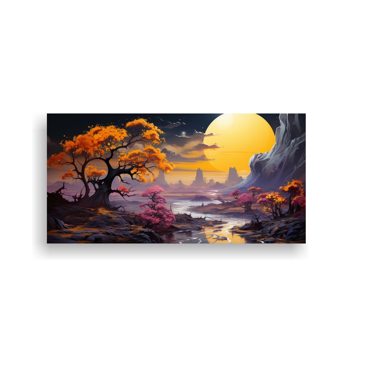 GENERICO - Cuadro Abstracto Para Oficina Árbol De Acebo En 120x60 Cm