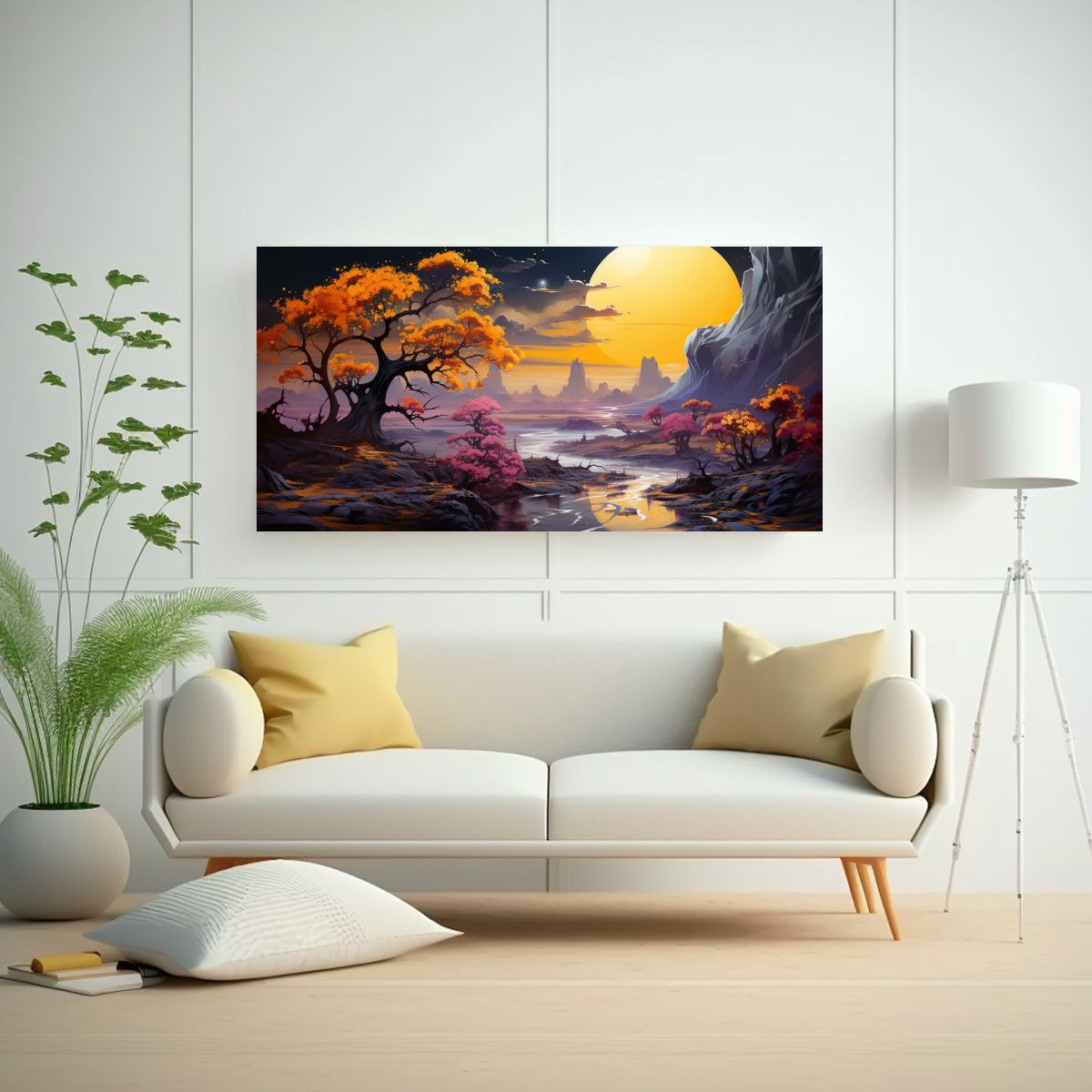 GENERICO - Cuadro Abstracto Para Oficina Árbol De Acebo En 120x60 Cm