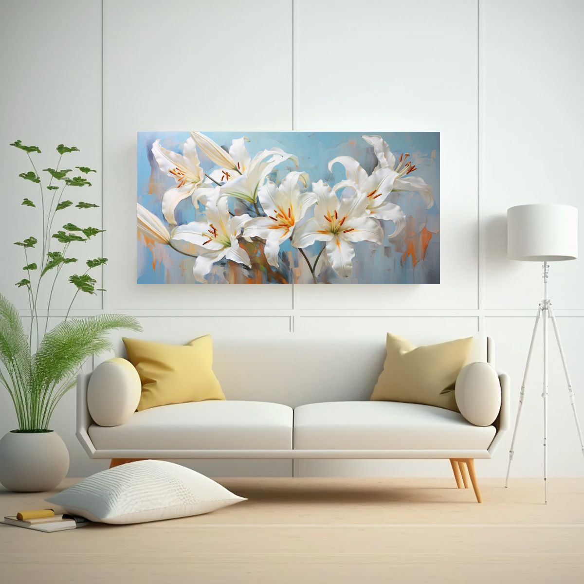 GENERICO - Pintura Abstracta Detallada De Lirios En Estilo 140x70 Cm