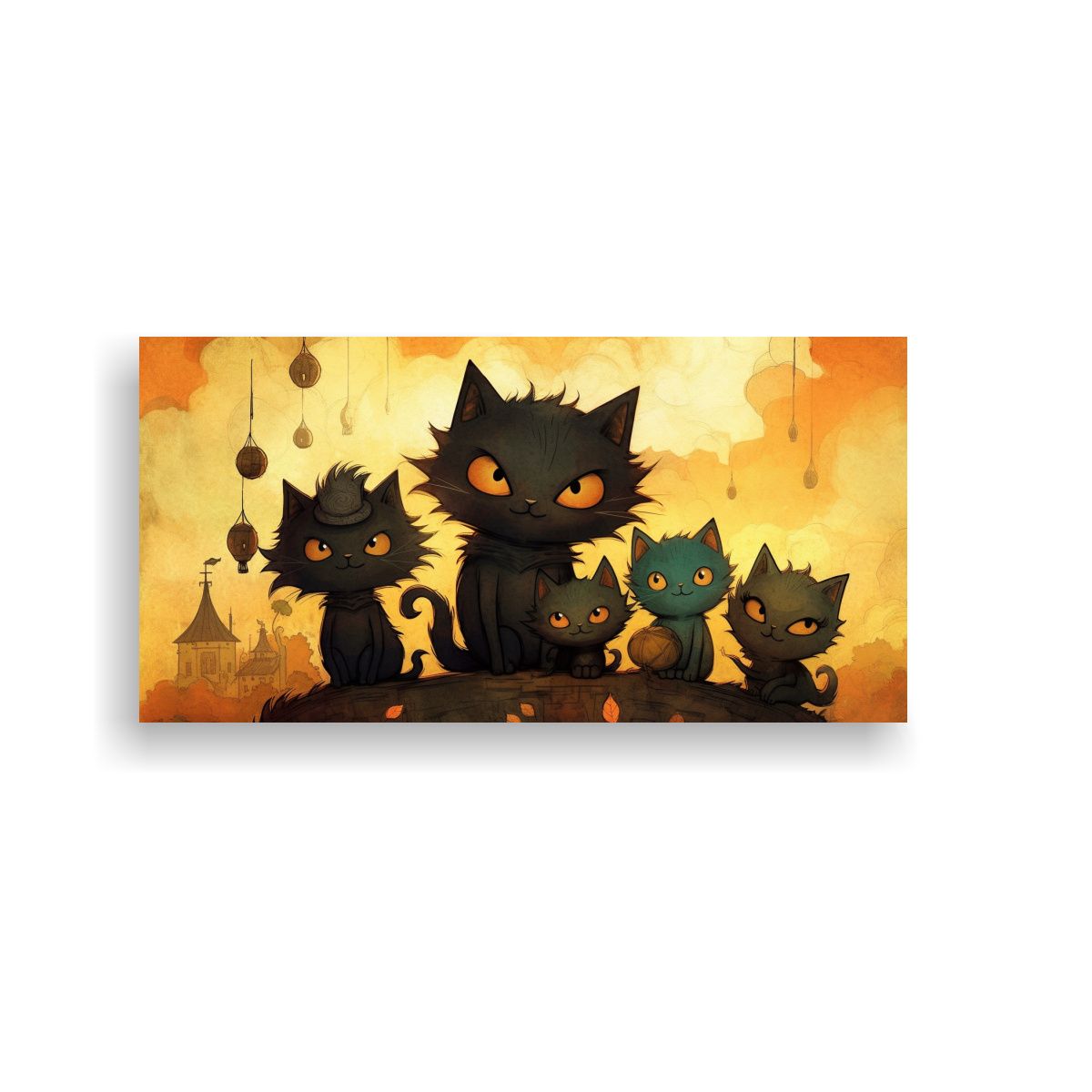 GENERICO - Cuadros De Vanguardia Gatos Negros En Una Pila 120x60 Cm