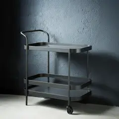 LIVING MARKET - Carro Bar Organizador Atna Fierro Metal Negro 85x78x49 cm