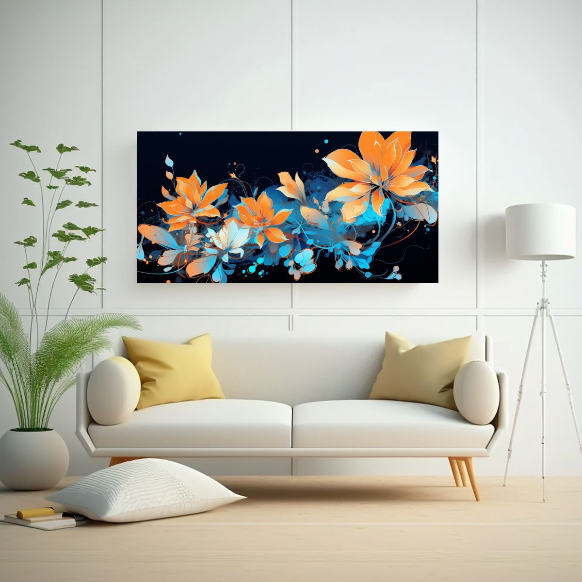 GENERICO - Pintura Temática De Suculentas En Tonos Naranja 140x70 Cm