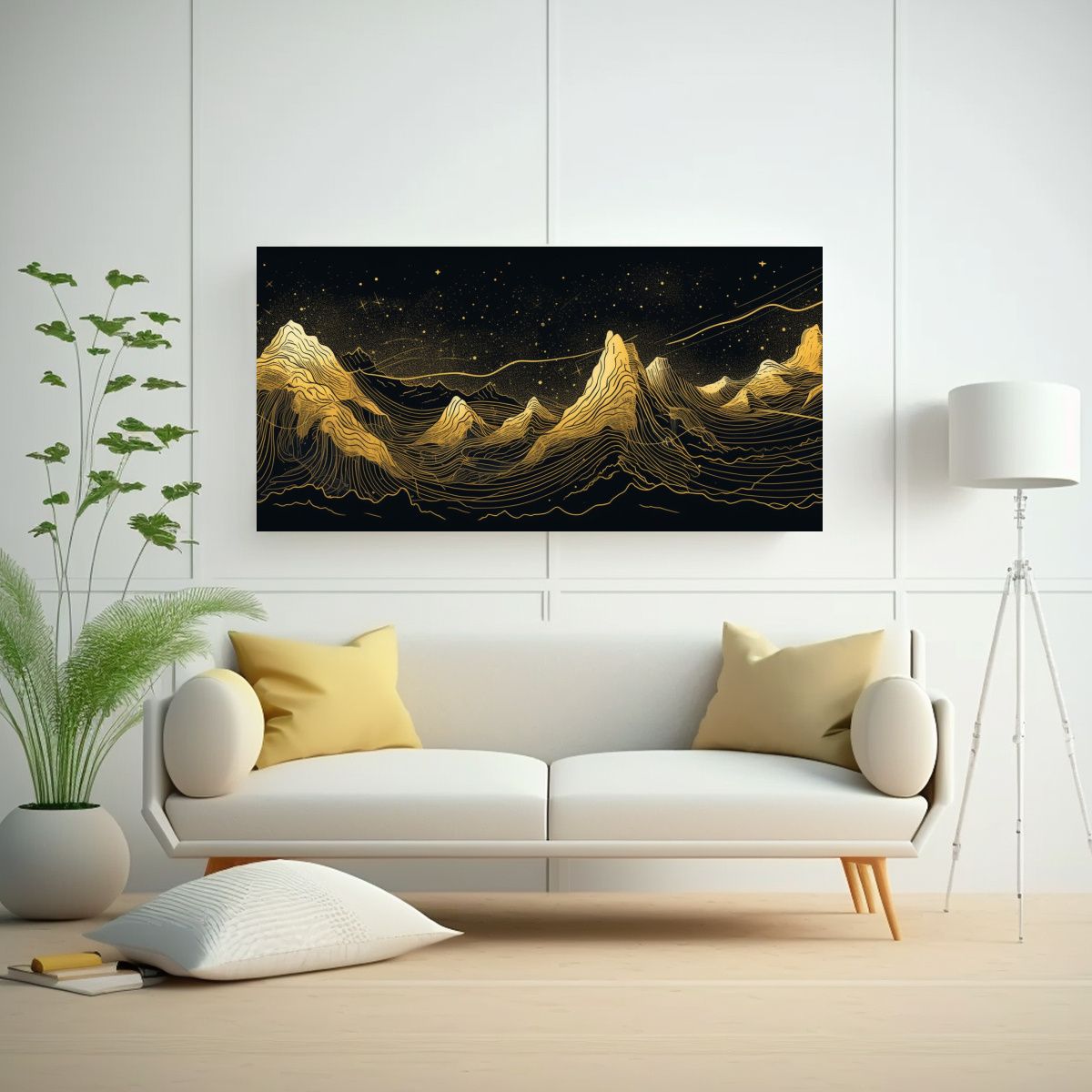 GENERICO - Cuadro Abstracto Oriental Escena Montañas 140x70 Cm