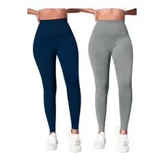 LOOK SHOP - Pack 2 Calzas Polar Sin Costura Mujer. Tiro Extra Largo 330