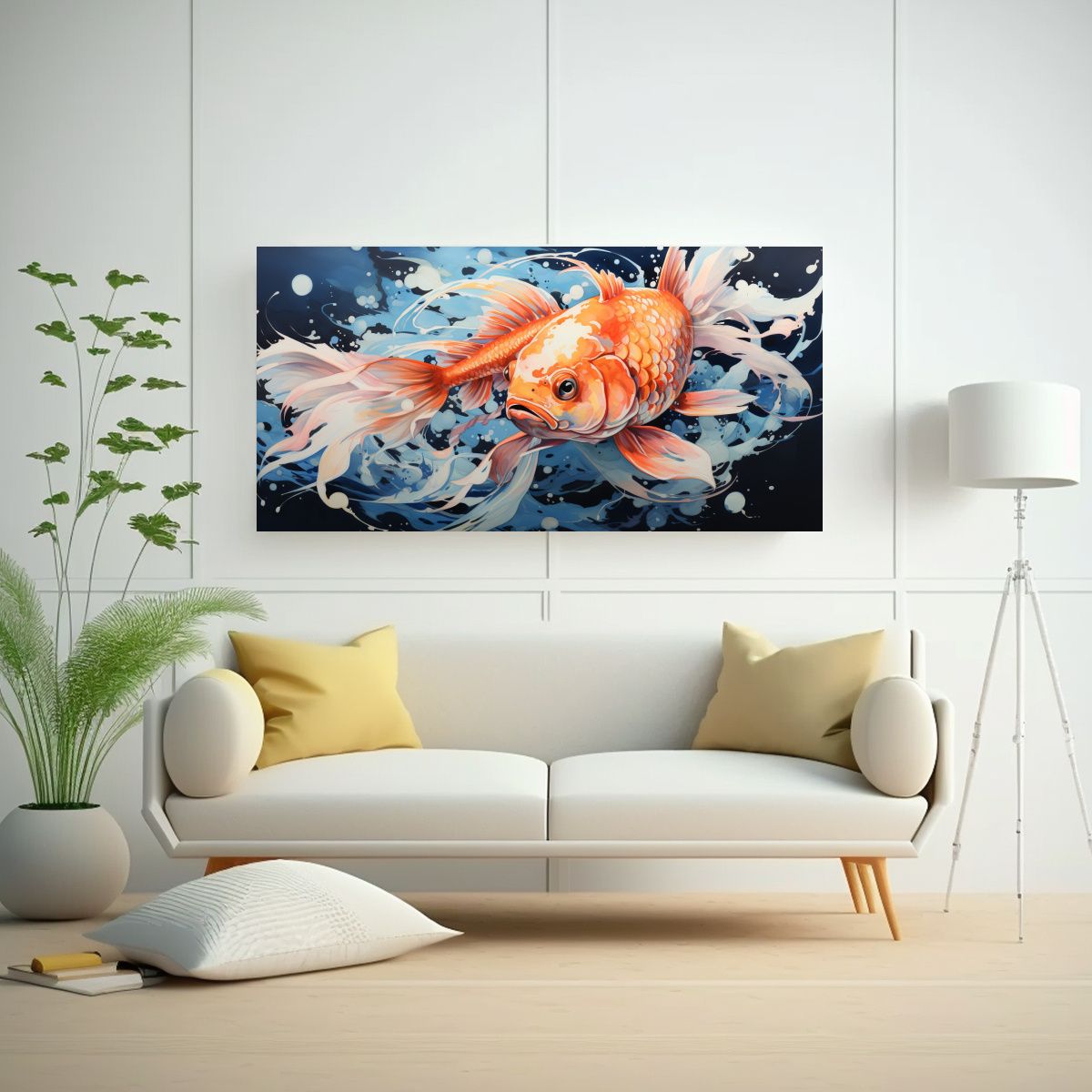 GENERICO - Pintura De Pared Koi Fish En Colores Lechoso Y 140x70 Cm